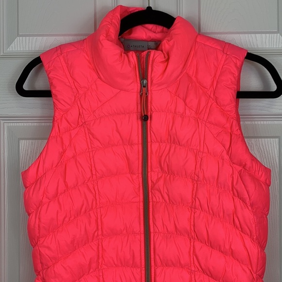 Athleta neon pink goose down zip up puffer vest sz sm - Picture 2 of 7